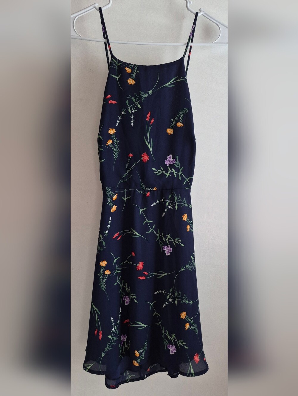 Lulu's Navy Floral Spaghetti-Strap Sundress